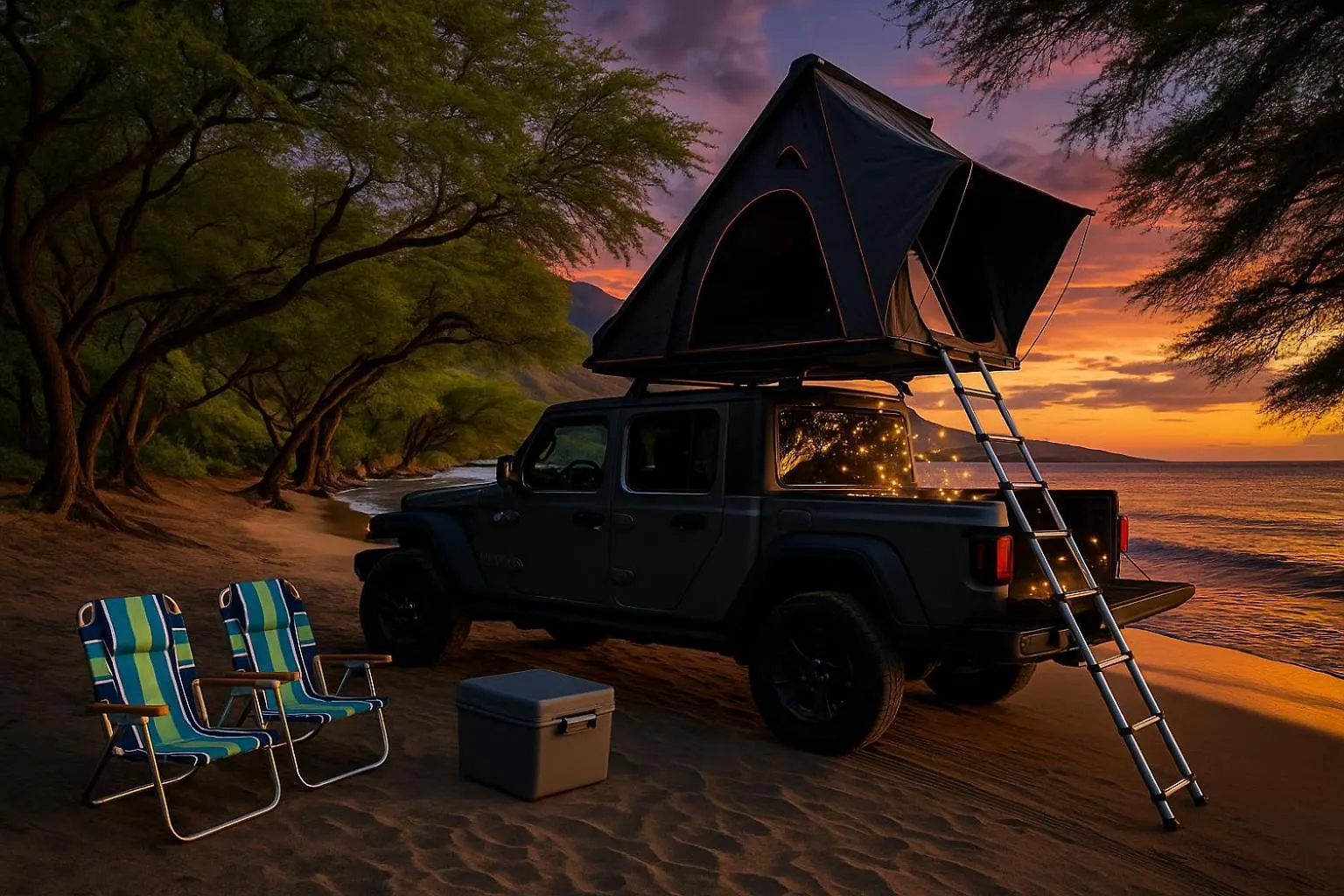Embark On A Journey Through Maui With Aloha Glamp'S Jeep And Rooftop Tent Allows You To Discover Diverse Campgrounds, Unveiling The Island'S Beauty From Unique Perspectives Each Day Paia 0*,